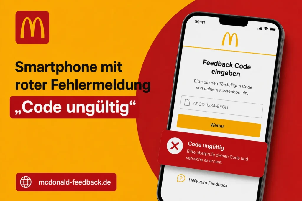 McDonalds Feedback Code funktioniert nicht Fehlermeldung